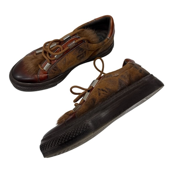 L'artiste Spring Step Womens Sneakers Distressed Brown Leather size 38 US 7.5 - Picture 6 of 10